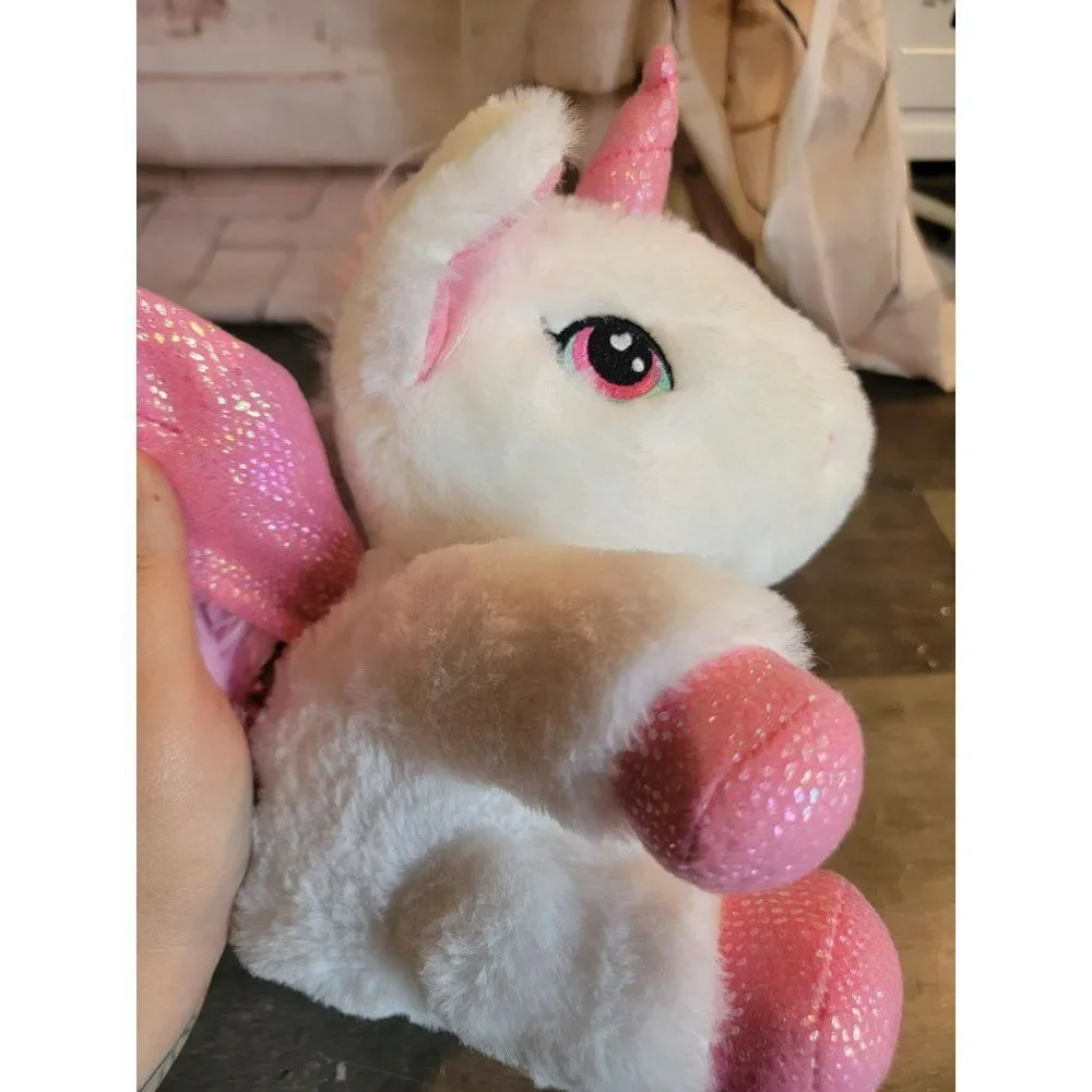 Pink white glitter Pegasus unicorn mythical creature‎ plush stuffed animal
